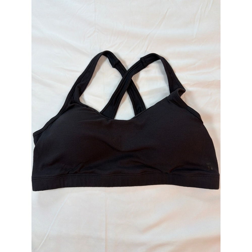 Tommy John Black Second Skin Crossback Bralette Ribbed Wireless Bra Medium SP21
